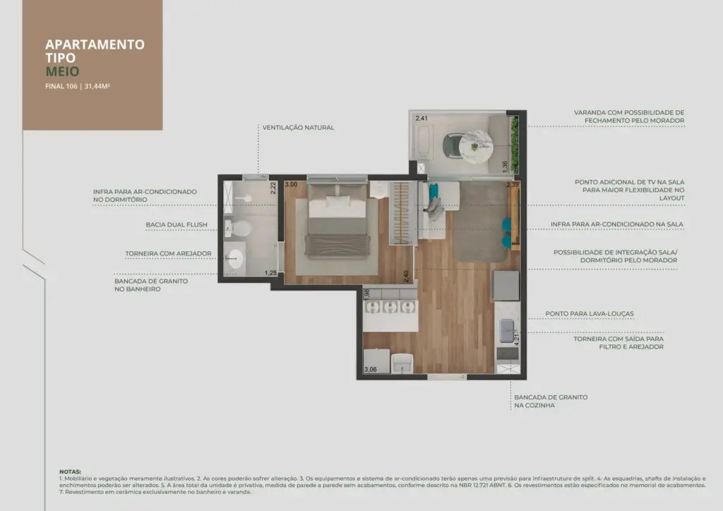 Brooklin Sky Home Tower, planta do apartamento, foto 4