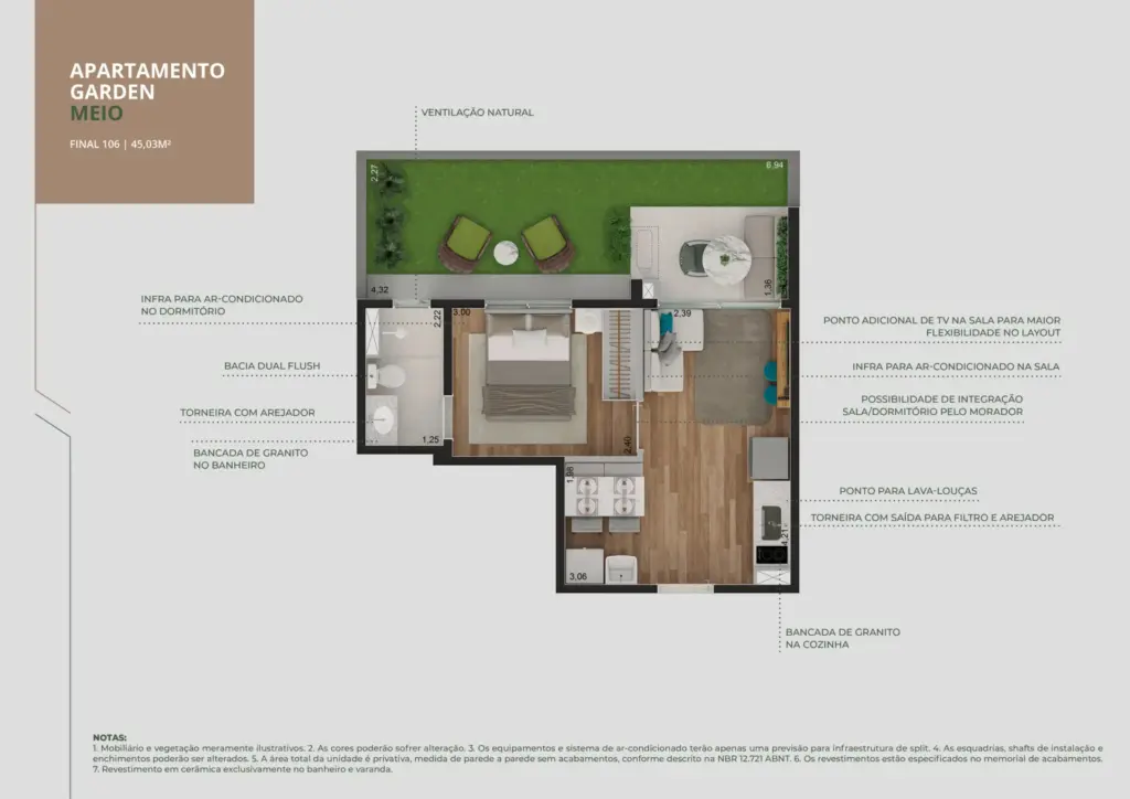Brooklin Sky Home Tower, planta do apartamento, foto 1