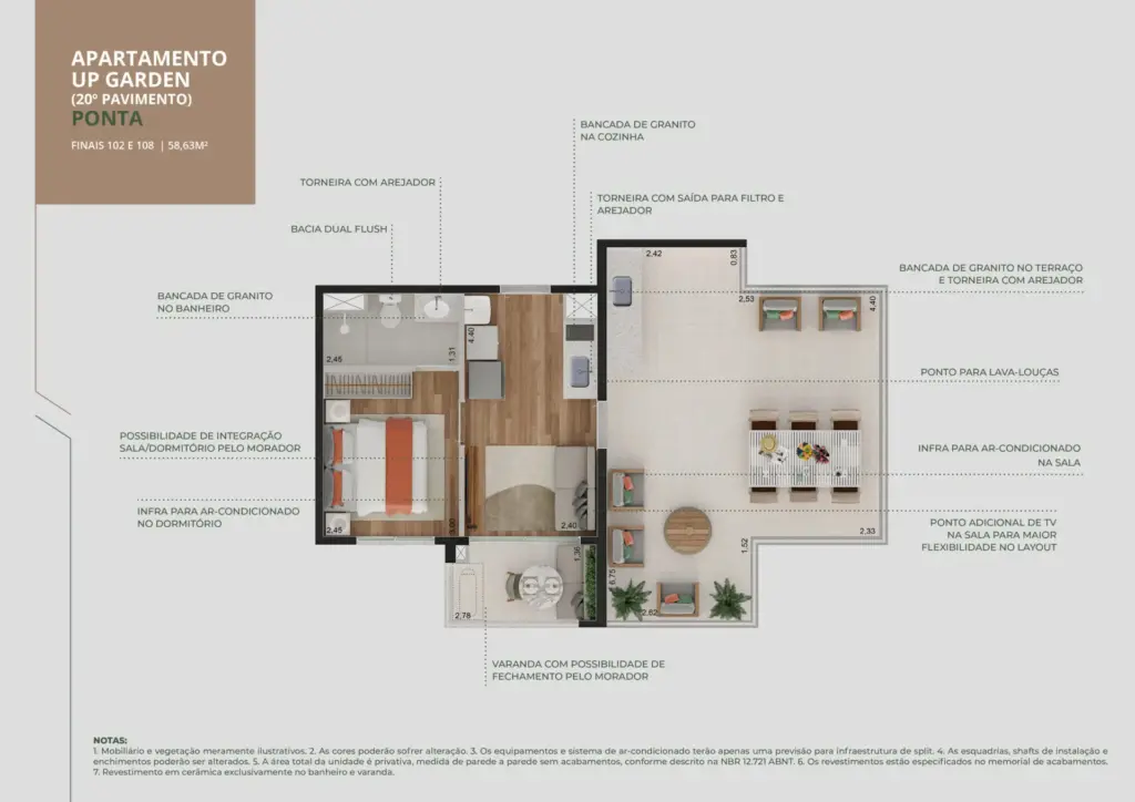 Brooklin Sky Home Tower, planta do apartamento, foto 5