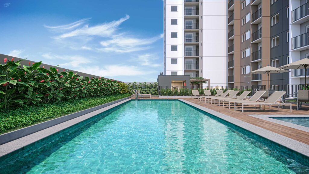 Vibra Rio Bonito, piscina com deck e espreguiçadeiras