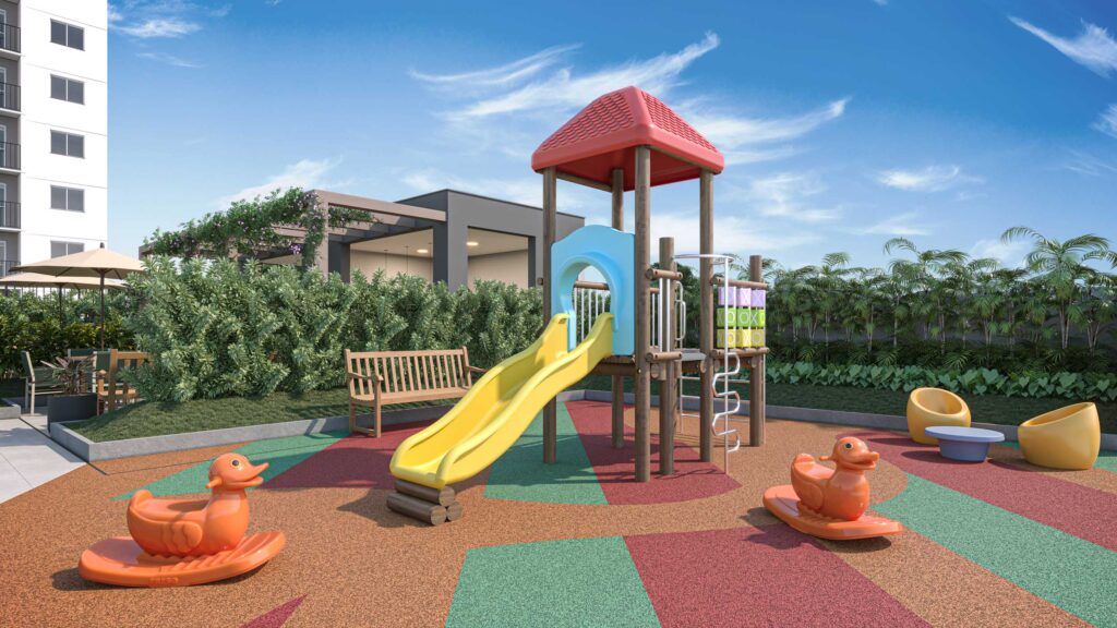 Vibra Rio Bonito, playground com escorregador e piso emborrachado