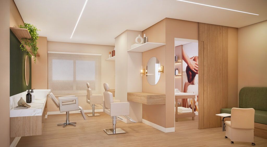 LYON Penha, espaço beauty com cadeiras e bancadas de cabeleireiro