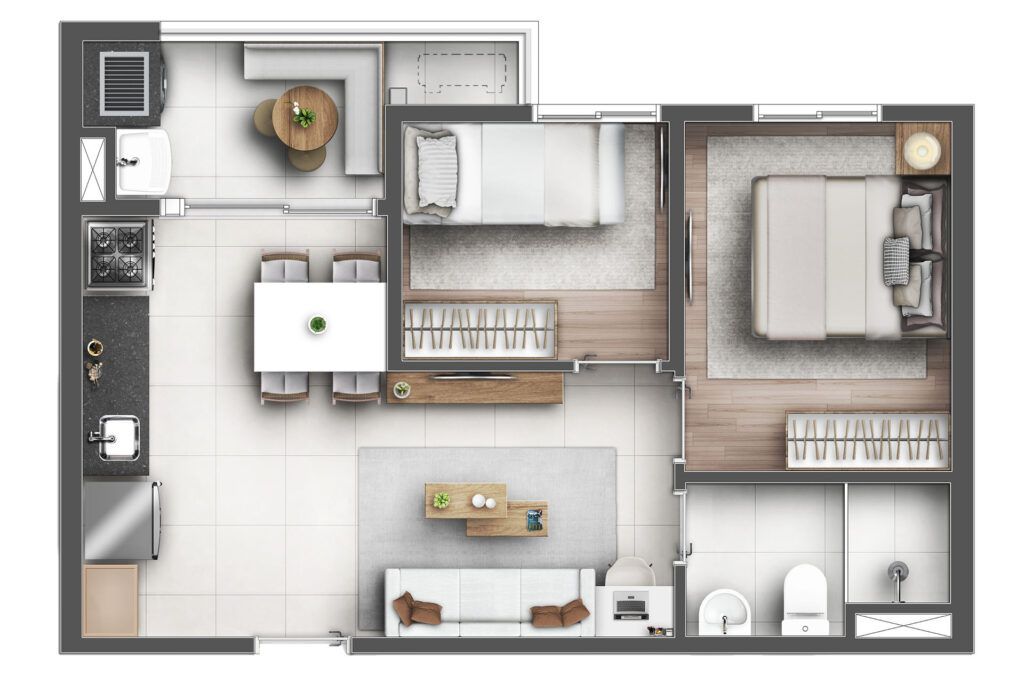 LYON Penha, planta de 2 dormitórios, opção 3