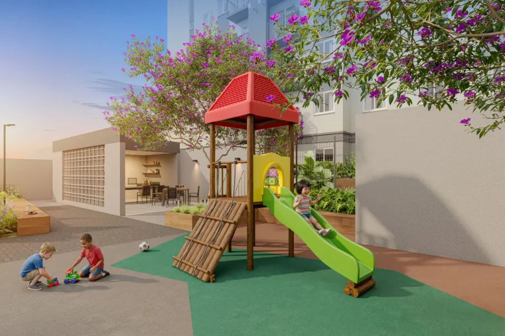 ELEV Anhaia Mello, playground com escorregador e piso emborrachado