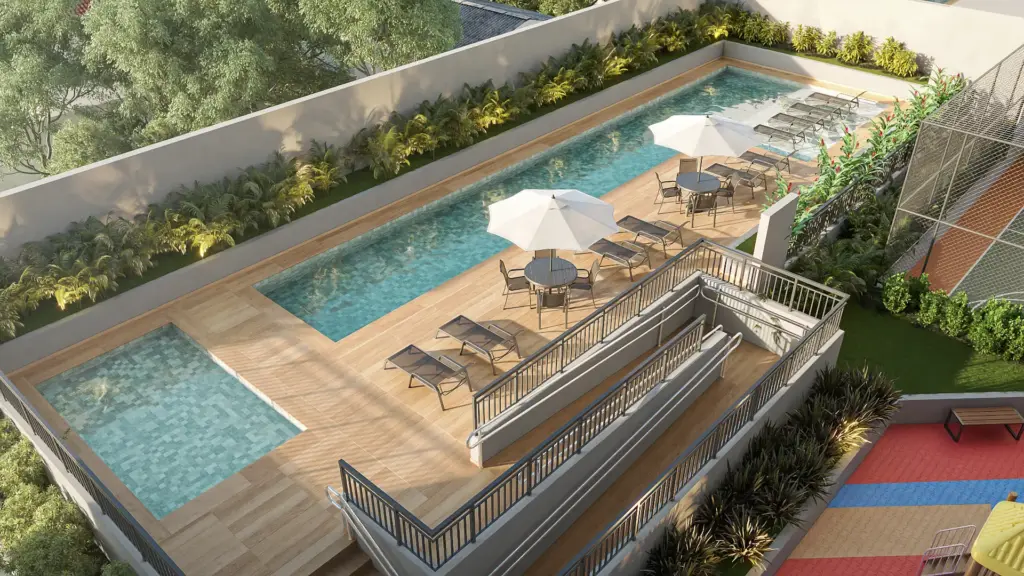 CLASS Vila Prudente, piscina com deck e espreguiçadeiras