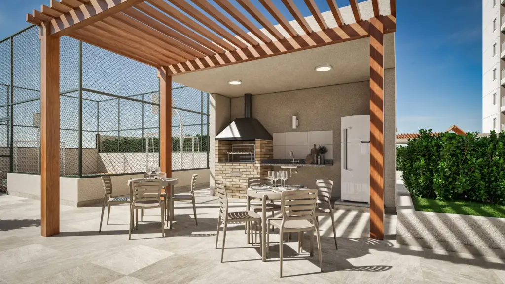 SPIN Zona Sul, espaço gourmet com pergolado e churrasqueira