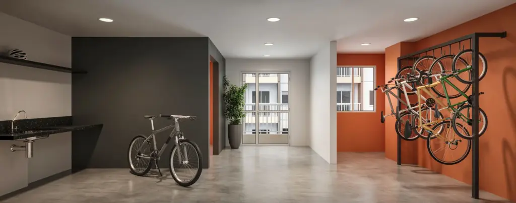 SPIN Zona Sul, bicicletário com suportes de parede