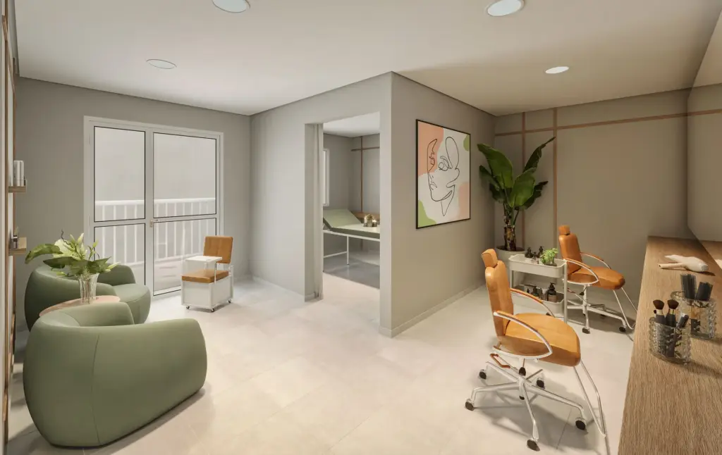 SPIN Zona Sul, coworking com poltronas e estações de trabalho