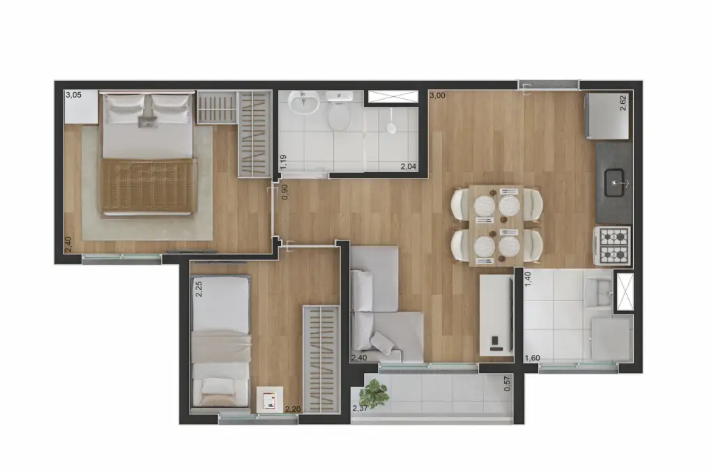 SPIN Zona Sul, planta do apartamento, opção 4