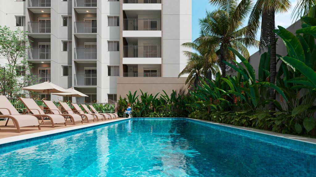 Vibra Parque Vila Prudente, piscina com deck e espreguiçadeiras