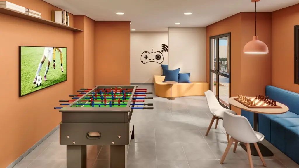 VERDÍ Tiquatira, sala de jogos com pebolim e área de estar