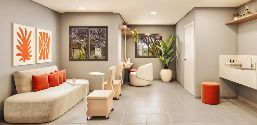 VERDÍ Tiquatira, lounge de convívio com sofá e poltronas