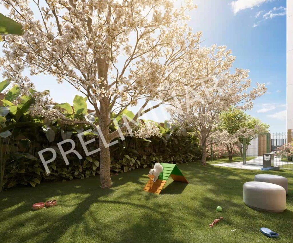 NOVVO Estação Largo Treze, jardim com árvore e paisagismo