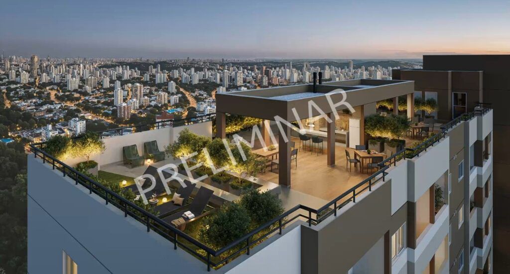 NOVVO Estação Largo Treze, vista aérea da área de lazer no terraço