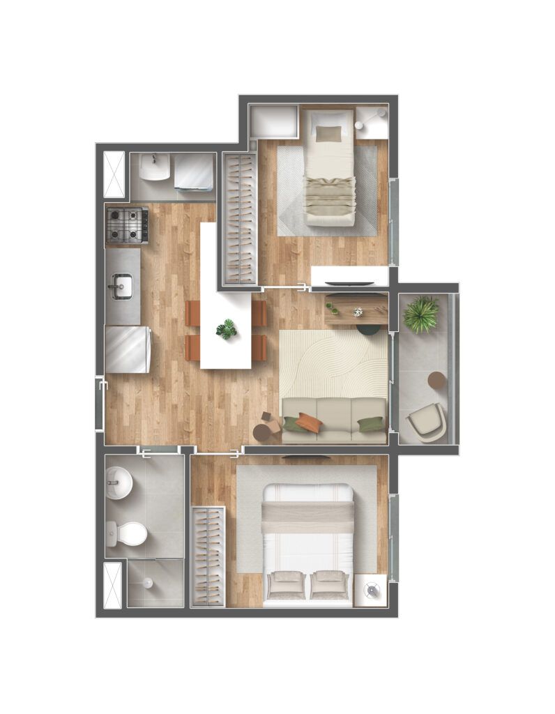 VIBRA Paes de Barros - Planta de 39m² - Minha Casa Minha Vida na Mooca - iApartamentos CONQUISTA