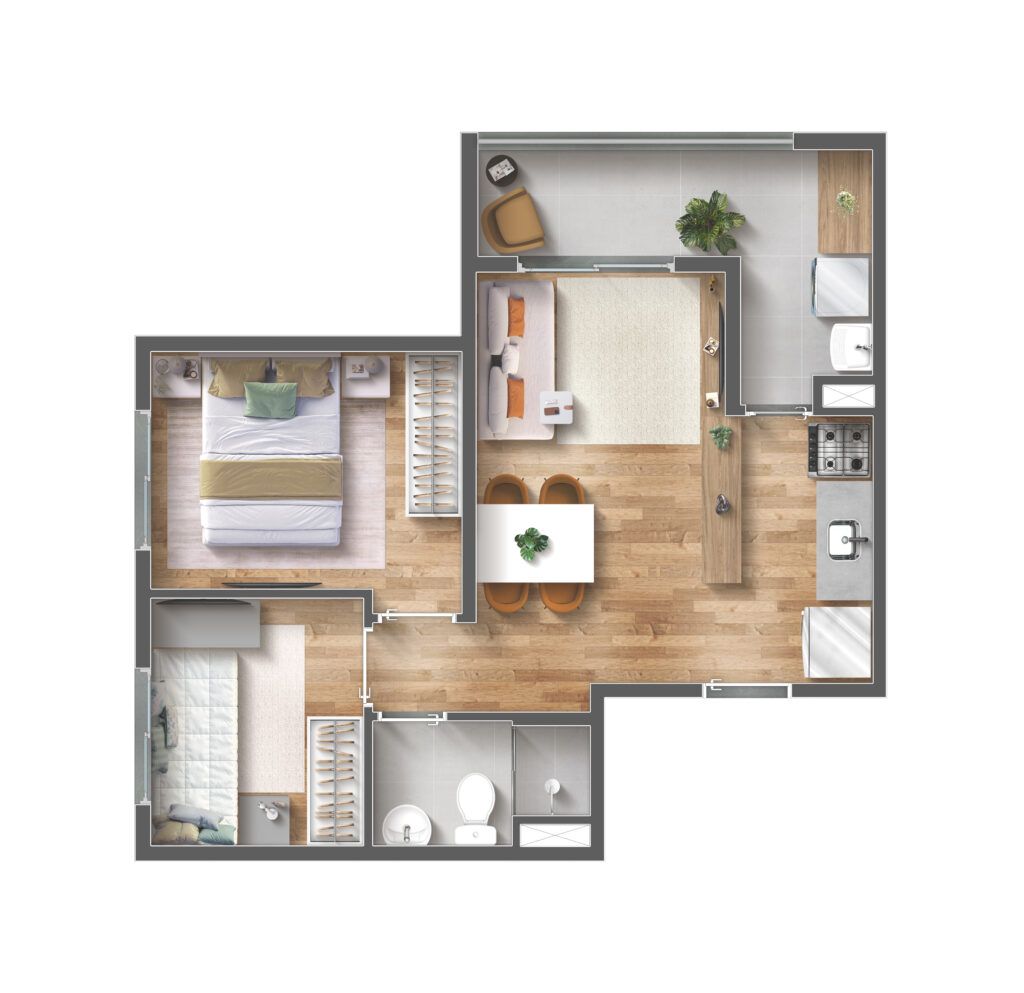 VIBRA Paes de Barros - Planta de 43m² - Minha Casa Minha Vida na Mooca - iApartamentos CONQUISTA