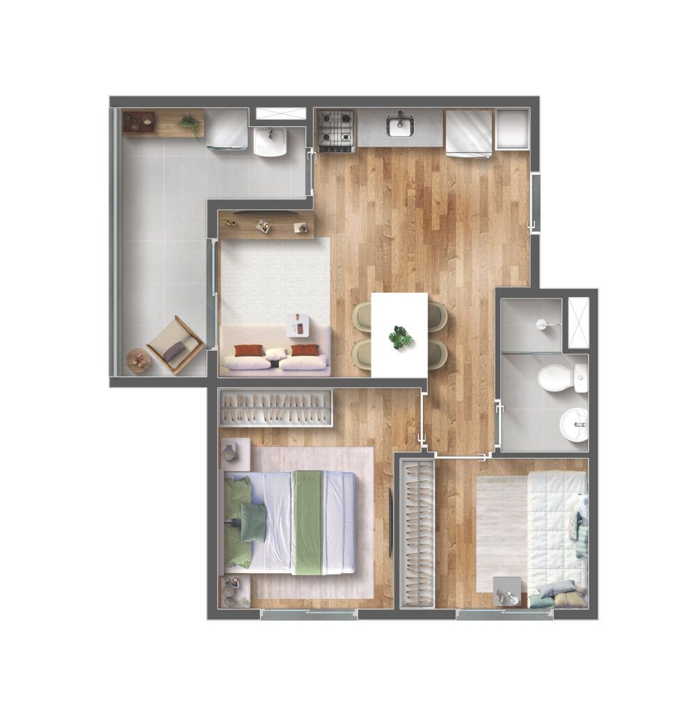 VIBRA Paes de Barros - Planta de 44m² - Minha Casa Minha Vida na Mooca - iApartamentos CONQUISTA