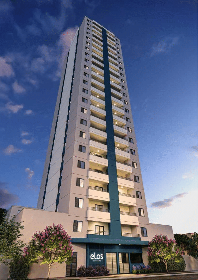 Fachada da Torre - Elos Tatuapé | 1 e 2 Dorms MCMV Faixa 3 na Zona Leste