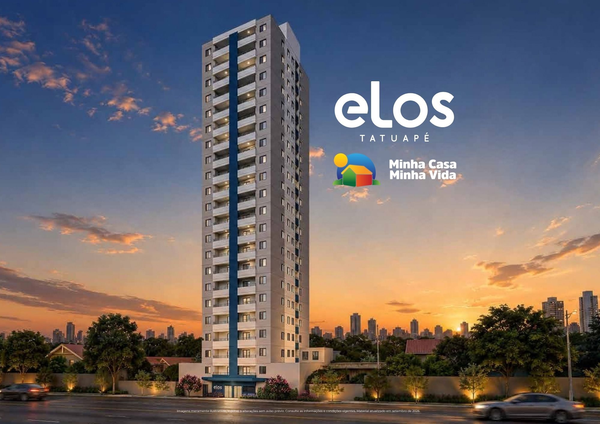 Fachada da Torre - Elos Tatuapé | 1 e 2 Dorms MCMV Faixa 3 na Zona Leste