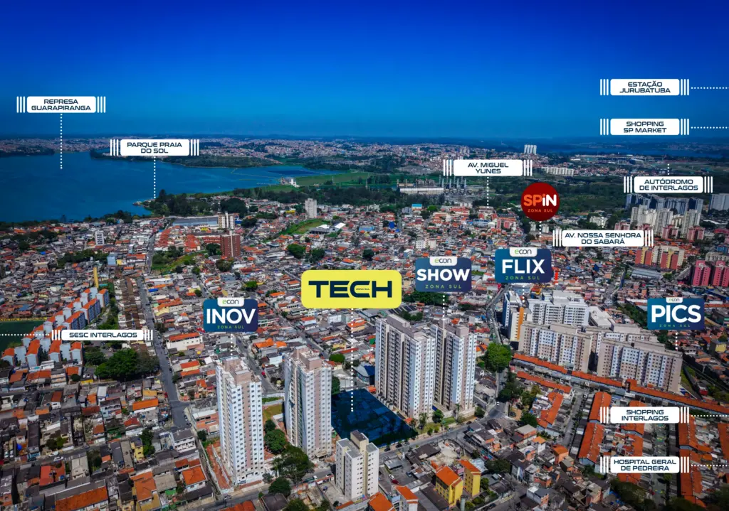 Tech Zona Sul, vista aérea do condomínio, Pedreira, Zona Sul de São Paulo