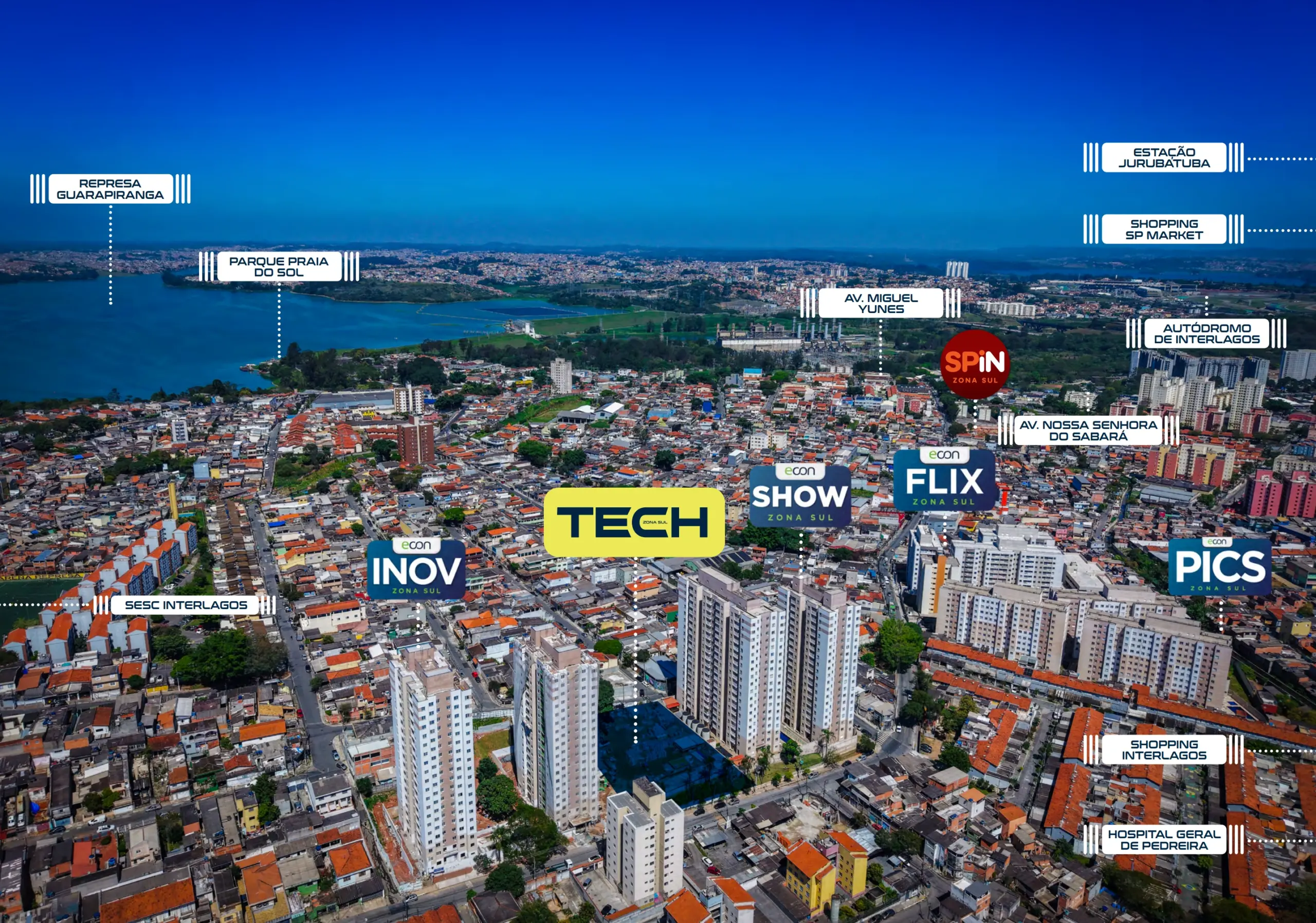 Tech Zona Sul, vista aérea do condomínio, Pedreira, Zona Sul de São Paulo