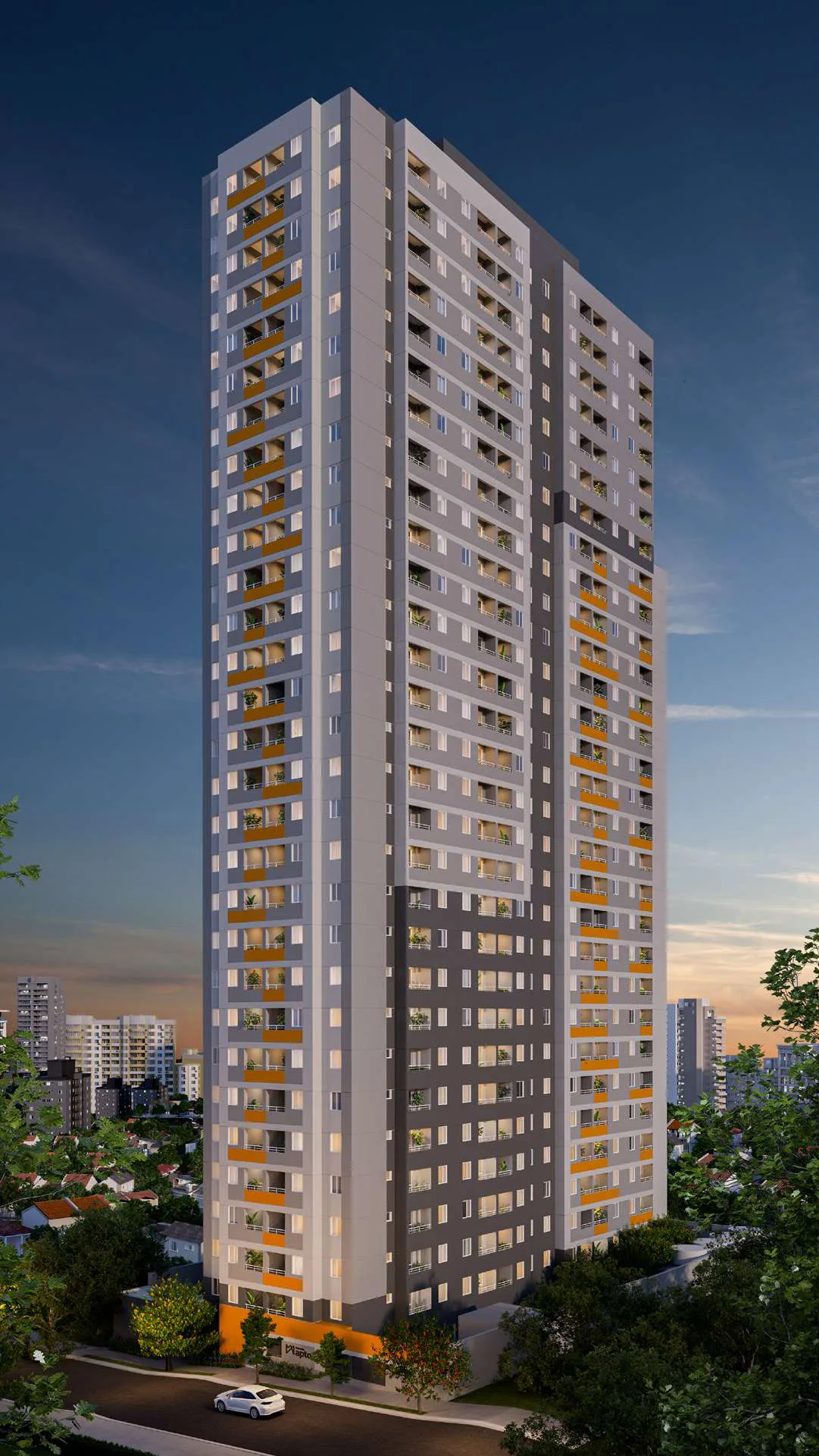 Mundo Apto Alto da Mooca, fachada da torre única com 29 pavimentos, iApartamentos CONQUISTA, Mooca