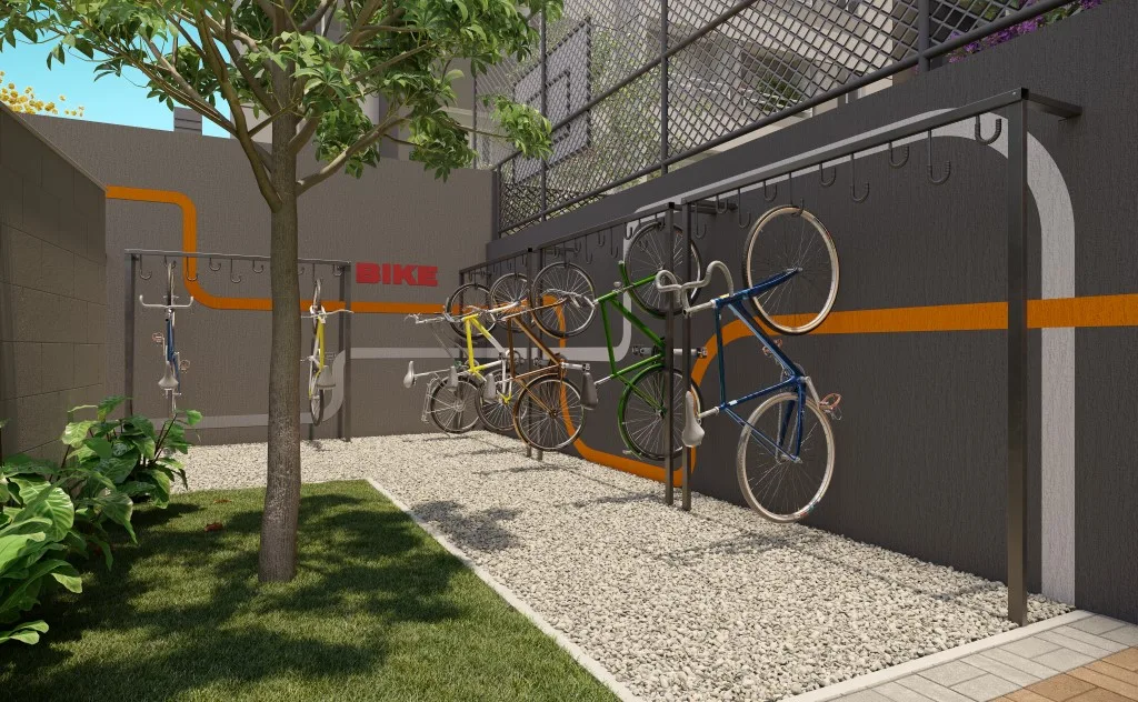 Mundo Apto Estação Brooklin, bicicletário, iApartamentos CONQUISTA, Brooklin