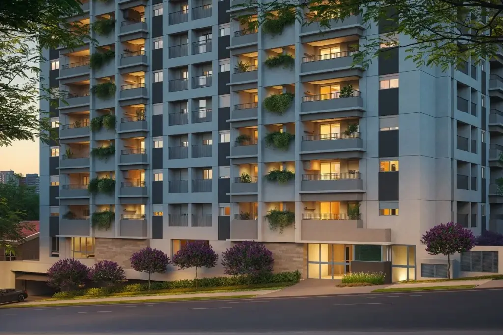 Pátio Penha, portaria, acesso de veículos e calçada arborizada, curadoria iApartamentos CONQUISTA, Penha