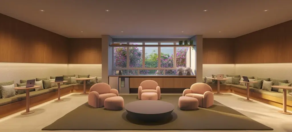 Pátio Penha, espaço de descompressão com coliving e coworking, curadoria iApartamentos CONQUISTA, Penha