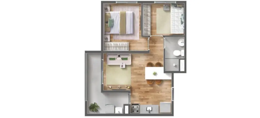 Vibra Origem Mooca, planta de 42 m² com 2 quartos e varanda, iApartamentos CONQUISTA, Mooca