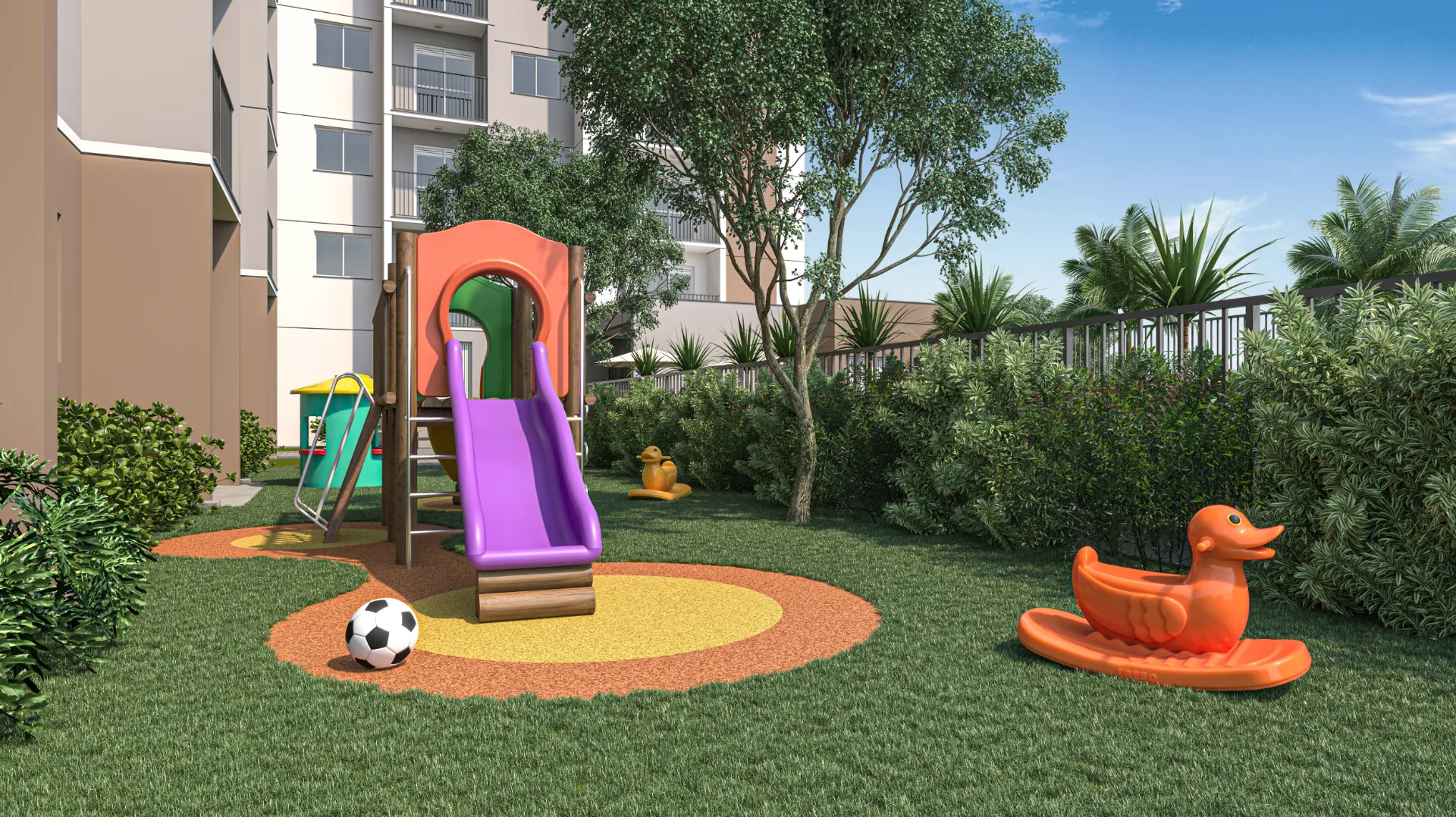 Vibra Origem Mooca, playground infantil com brinquedos e piso emborrachado, iApartamentos CONQUISTA, Mooca